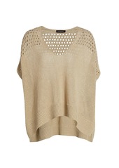 Piazza Sempione Perforated Knit Short-Sleeve Top