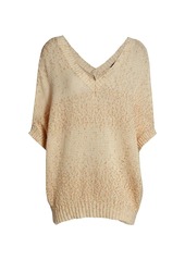 Piazza Sempione Short-Sleeve V-Neck Knit Sweater