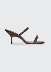Pierre Hardy 70mm Leopard-Print Suede Bow Slide Sandals