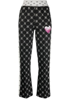 Pinko bead-embellished logo-jacquard trousers