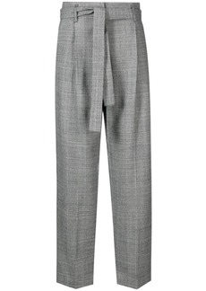 Pinko belted check-pattern trousers