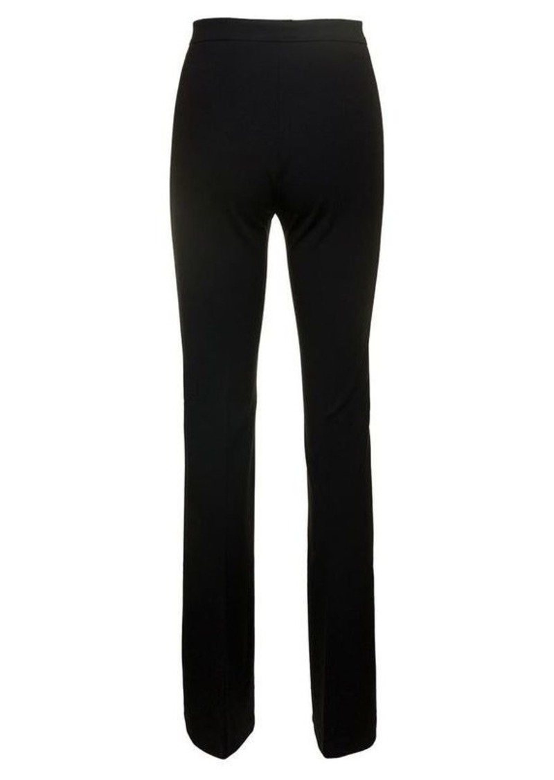Pinko Black High-Waisted Flare Pants in Viscose Blend Woman