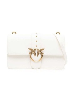 Pinko 'Classic Love Bag Icon' White Shoulder Bag with Logo Patch in Smooth Leather Woman