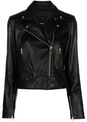 Pinko cropped leather biker jacket