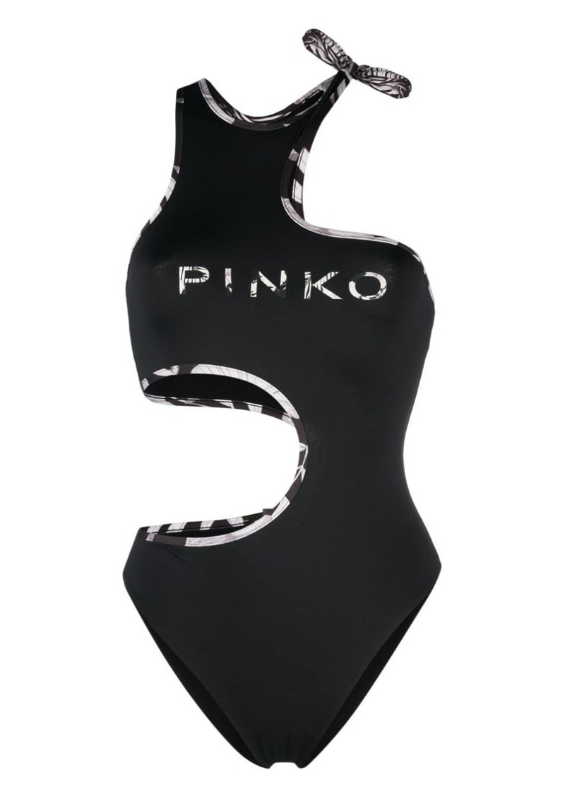 Pinko cut-out logo-print swimsuit