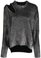 Pinko cut-out metallic-ribbed jumper