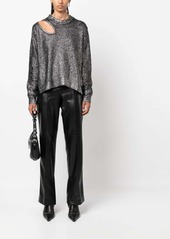 Pinko cut-out metallic-ribbed jumper