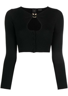 Pinko cut-out ribbed-knit cropped cardigan