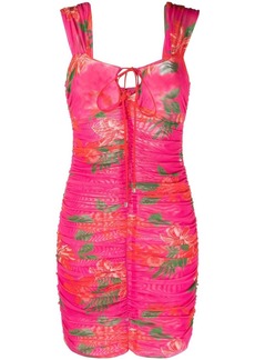 Pinko floral-print semi-sheer minidress