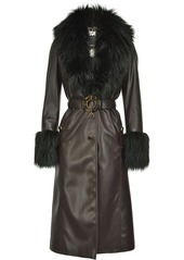Pinko fur-panelled faux leather coat