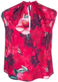 Pinko hibiscus-print sleeveless blouse
