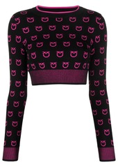 Pinko intarsia-knit cropped jumper