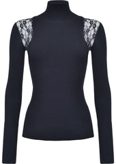 Pinko lace-detail ribbed knit top