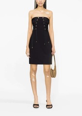 Pinko lace-up strapless stretch-crepe minidress