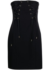 Pinko lace-up strapless stretch-crepe minidress