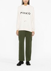 Pinko logo-appliqué cotton hoodie