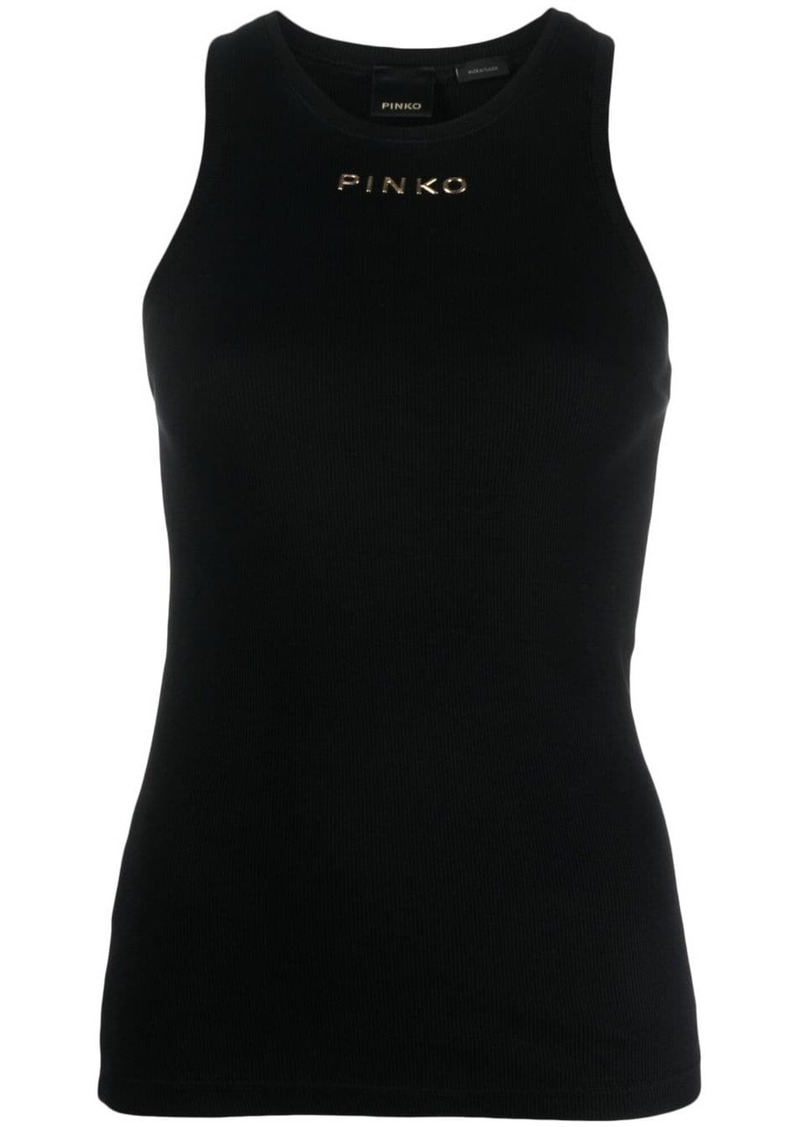 Pinko logo-embossed cotton tank top