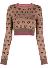 Pinko logo-print knitted cropped jumper