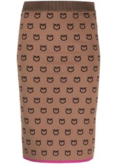 Pinko logo-print knitted fitted skirt