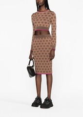 Pinko logo-print knitted fitted skirt