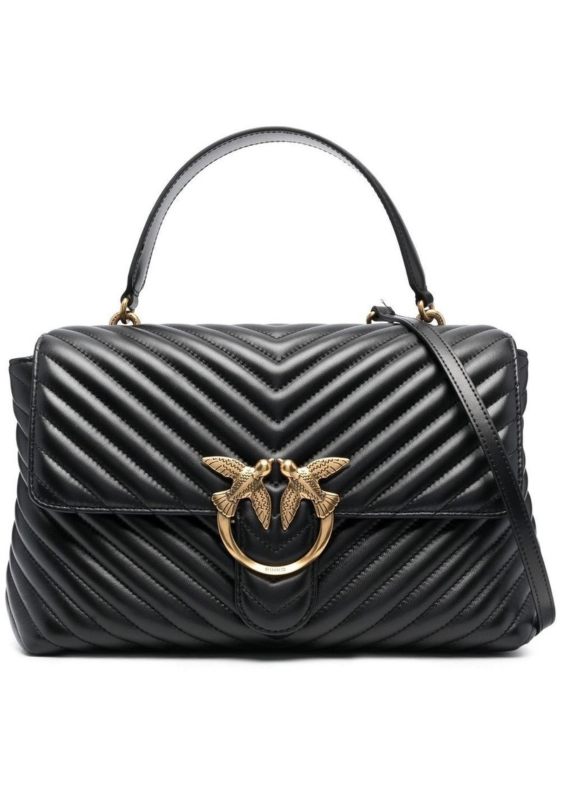 Pinko love-birds logo chevron-quilted bag