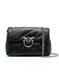 Pinko 'Love Classic Puff' Black Shoulder Bag with Diagonal Maxi Quilting in Leather Woman