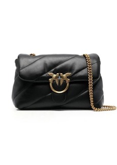 'Love Classic Puff' Black Shoulder Bag with Diagonal Maxi Quilting in Leather Woman Pinko