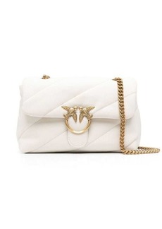 'Love Classic Puff' White Shoulder Bag with Diagonal Maxi Quilting in Leather Woman Pinko
