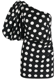 Pinko one-shoulder polka-dot print minidress