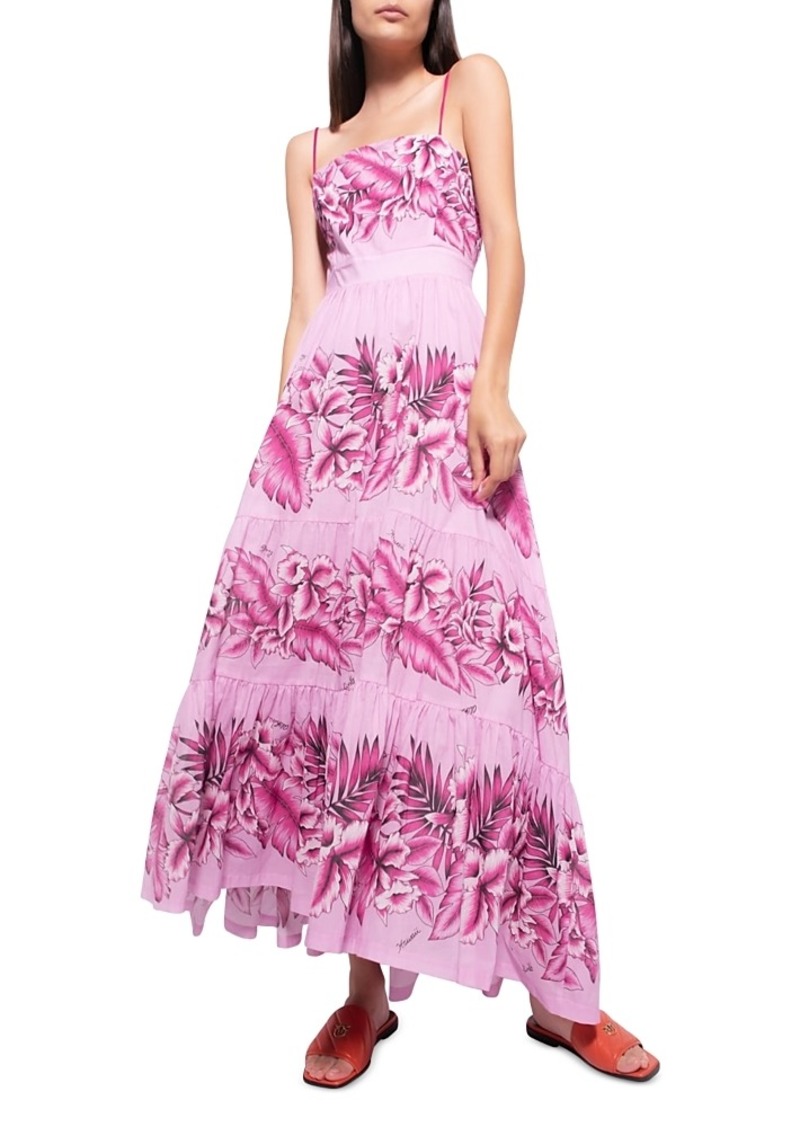 Pinko Floral Print Tiered Maxi Dress