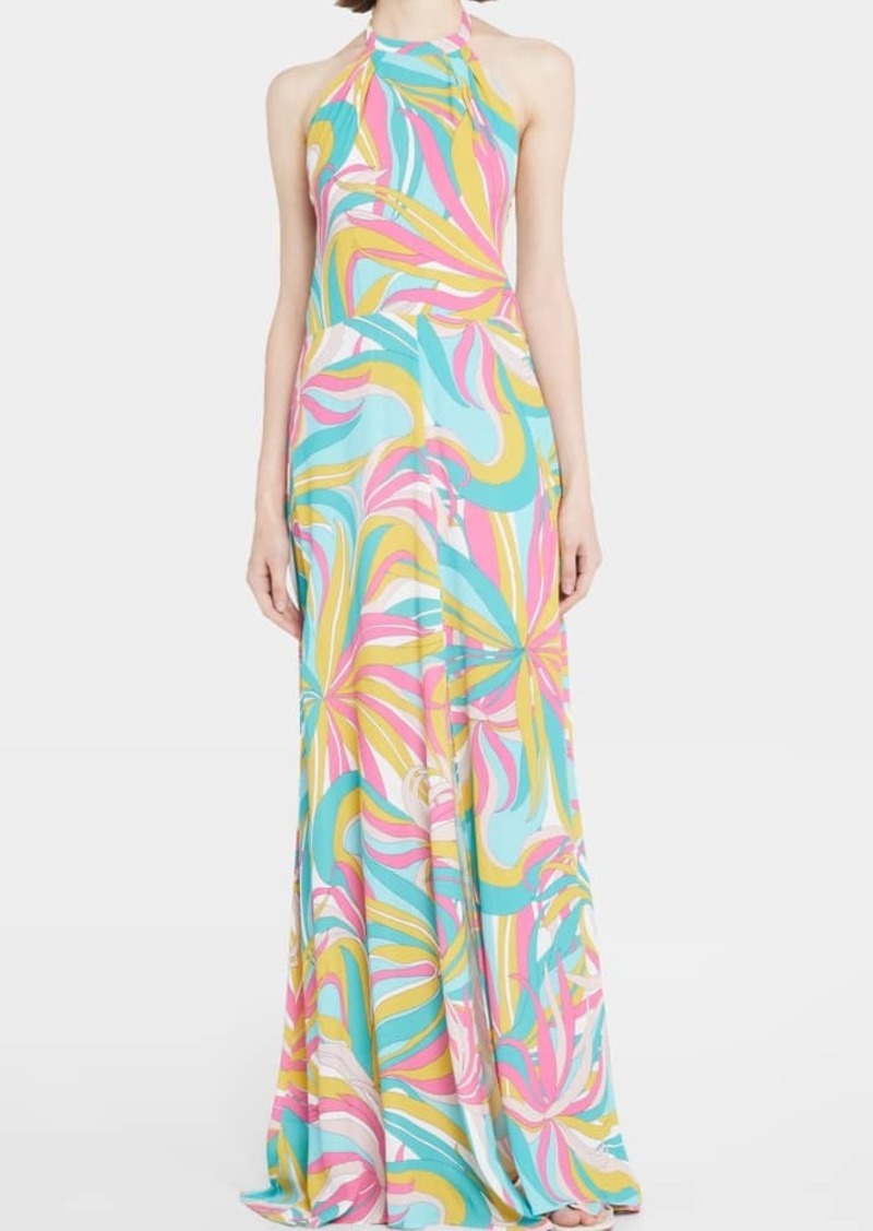 PINKO La Rioja Floral Crepe De Chine Maxi Dress