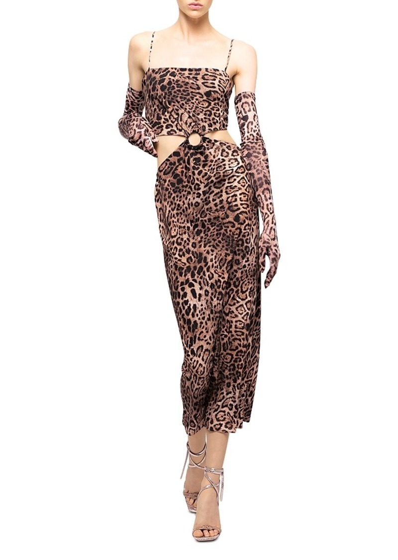 Pinko Leopard Print Cutout Dress