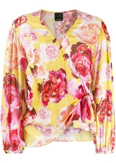 Pinko rose-print wrap blouse