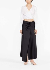 Pinko satin-finish asymmetric maxi skirt