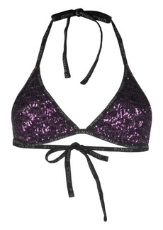 Pinko sequin-embellished logo bikini top