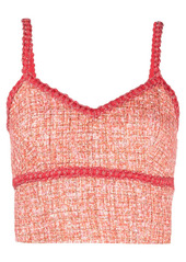 Pinko tweed cropped top with woven trim