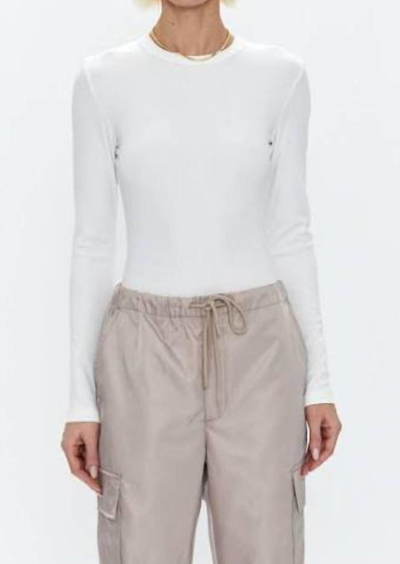 PISTOLA Bailey Long Sleeve Rib Knit Bodysuit In Le Blanc