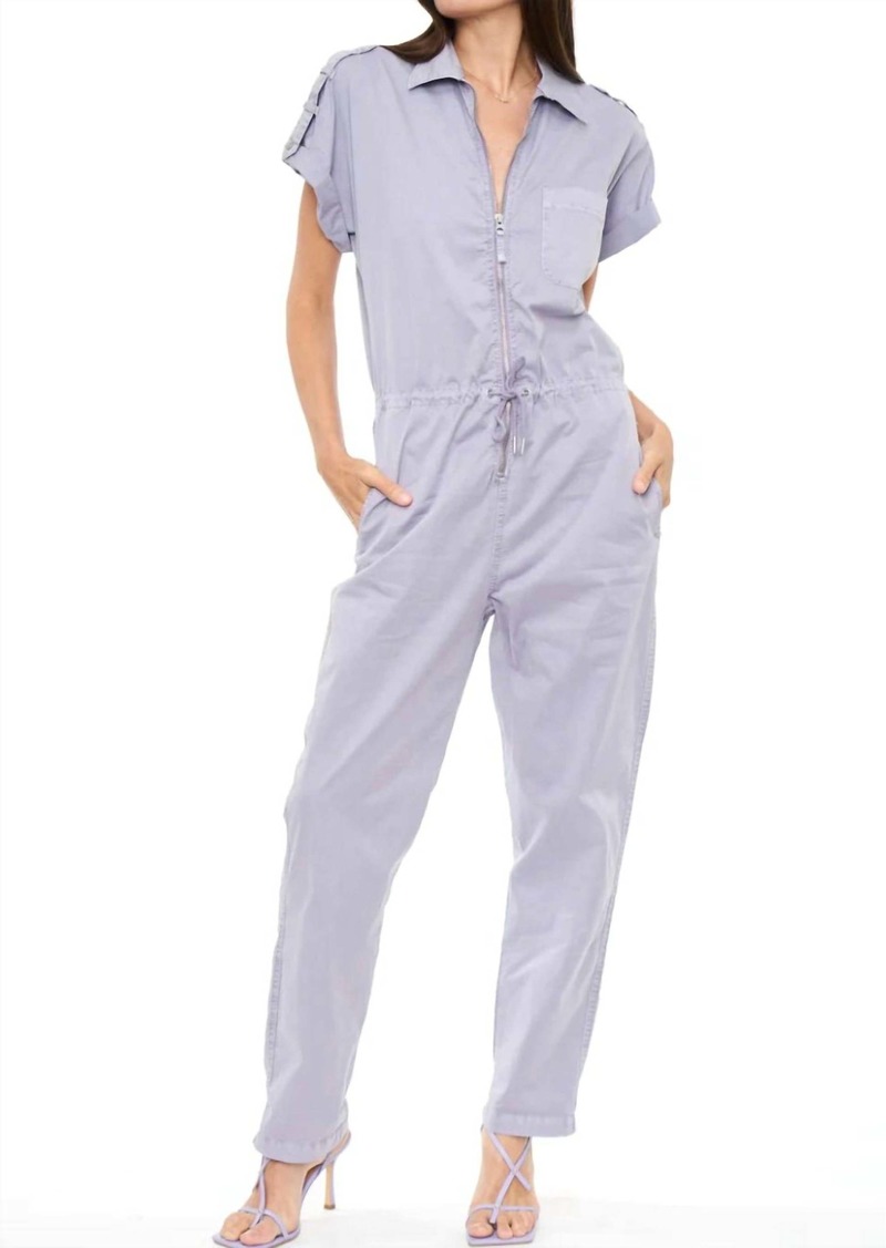 PISTOLA Jordan Short Sleeve Zip Front Jumpsuit In Lilac