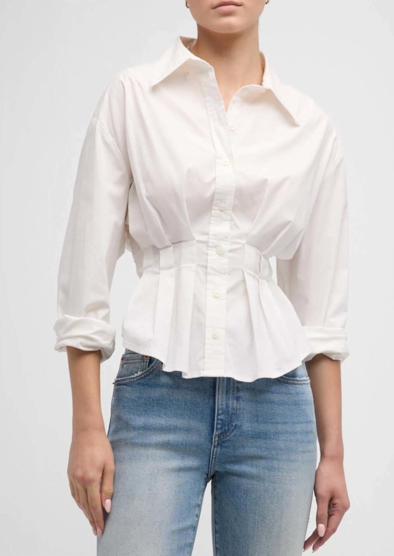 PISTOLA Julie Cotton Pleated Shirt In Blanc