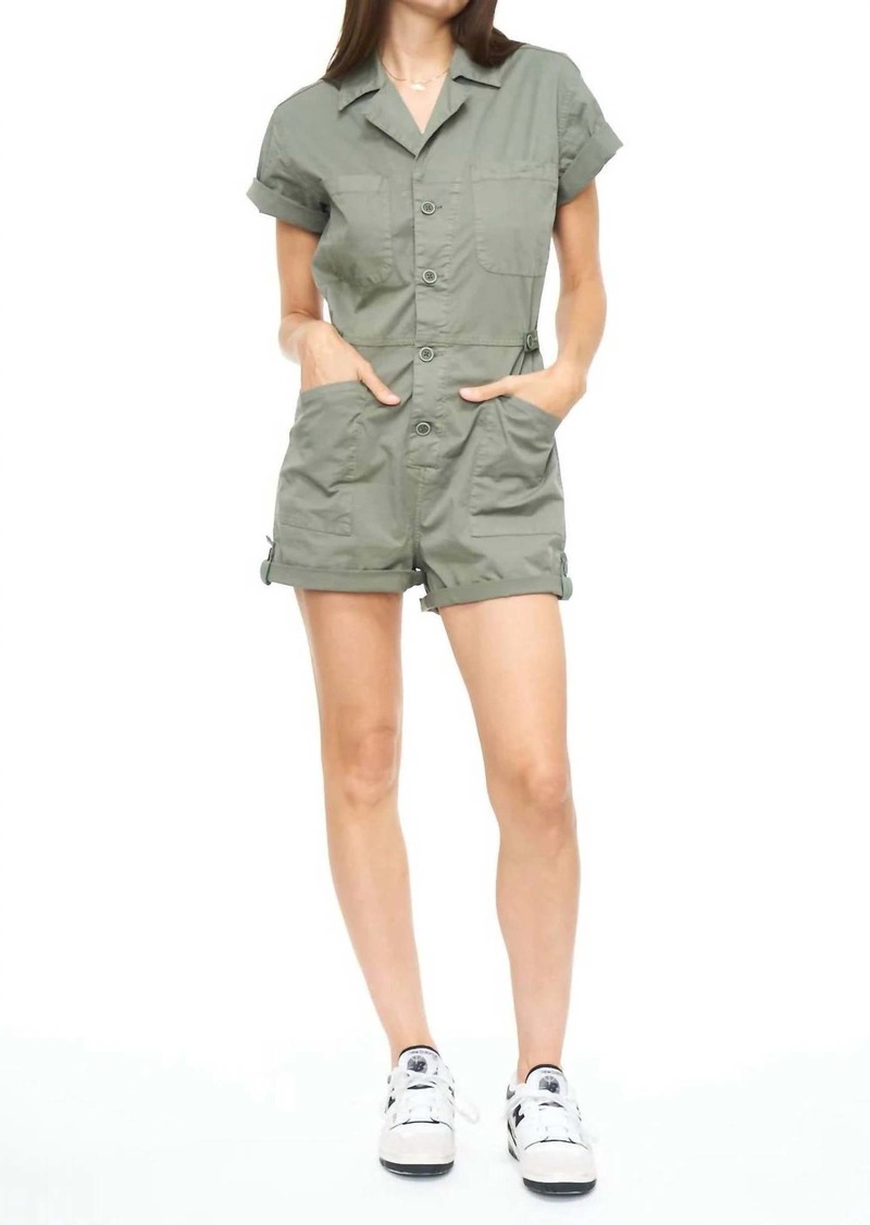 PISTOLA Parker Short Sleeve Romper In Colonel