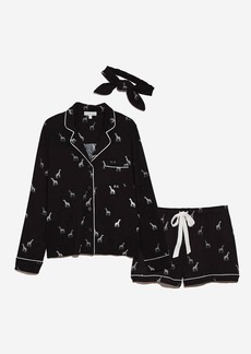 PJ Salvage Giraffe Manor Short Pajama Set In Black