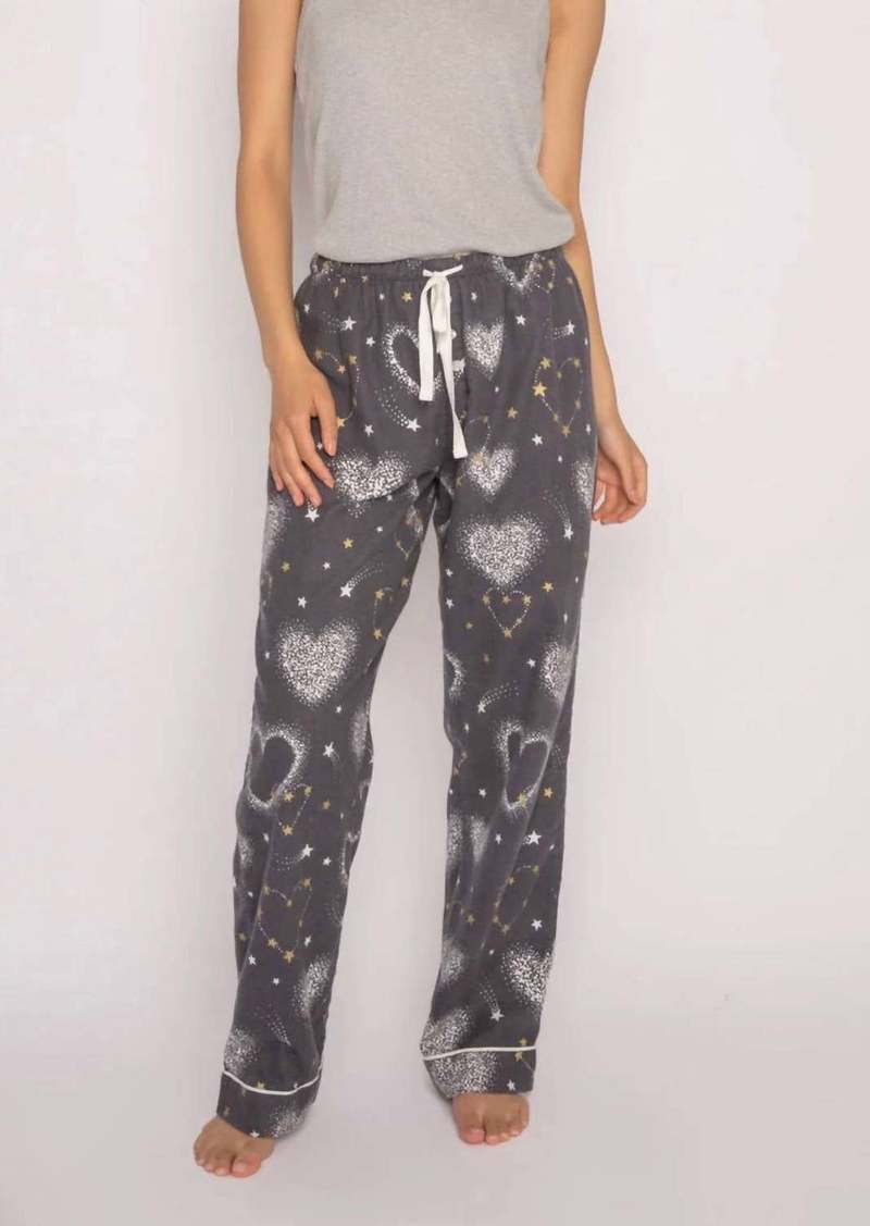 PJ Salvage Grey-Starry Printed Flannel Pajama Pants In Pewter