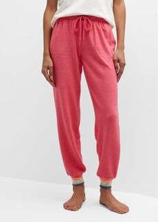 PJ Salvage Happy Things Cropped Striped-Hem Joggers