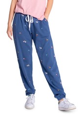 PJ Salvage Ditsy Embroidered Floral Cotton Blend Lounge Pants in Navy at Nordstrom
