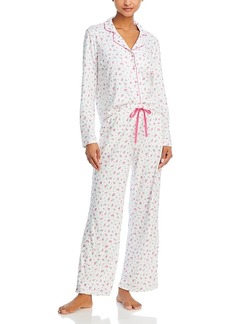 Pj Salvage Long Sleeve Pointelle Printed Pajama Set