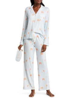 PJ Salvage Sparkling Rosé Print Pajamas with Sleep Mask