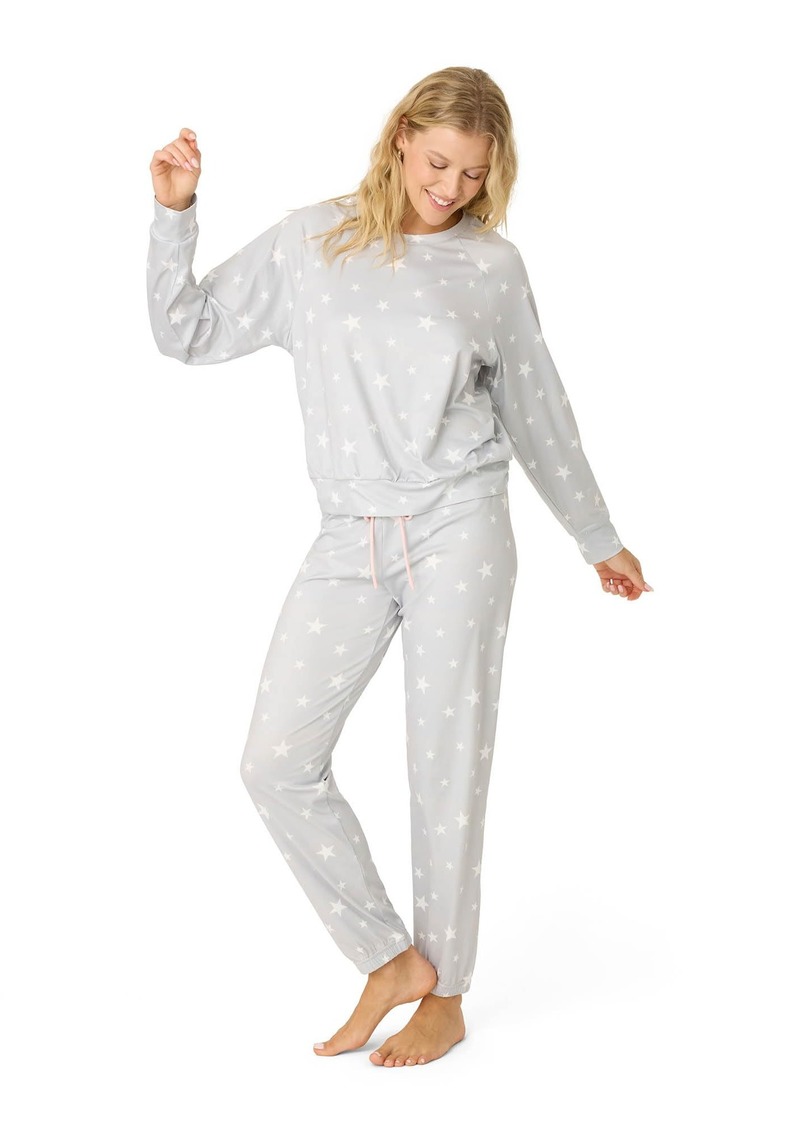 PJ Salvage Women's [Amazon Exclusive] Cloud Jersey Jogger Pajama 2-Piece PJ Set Frost Grey