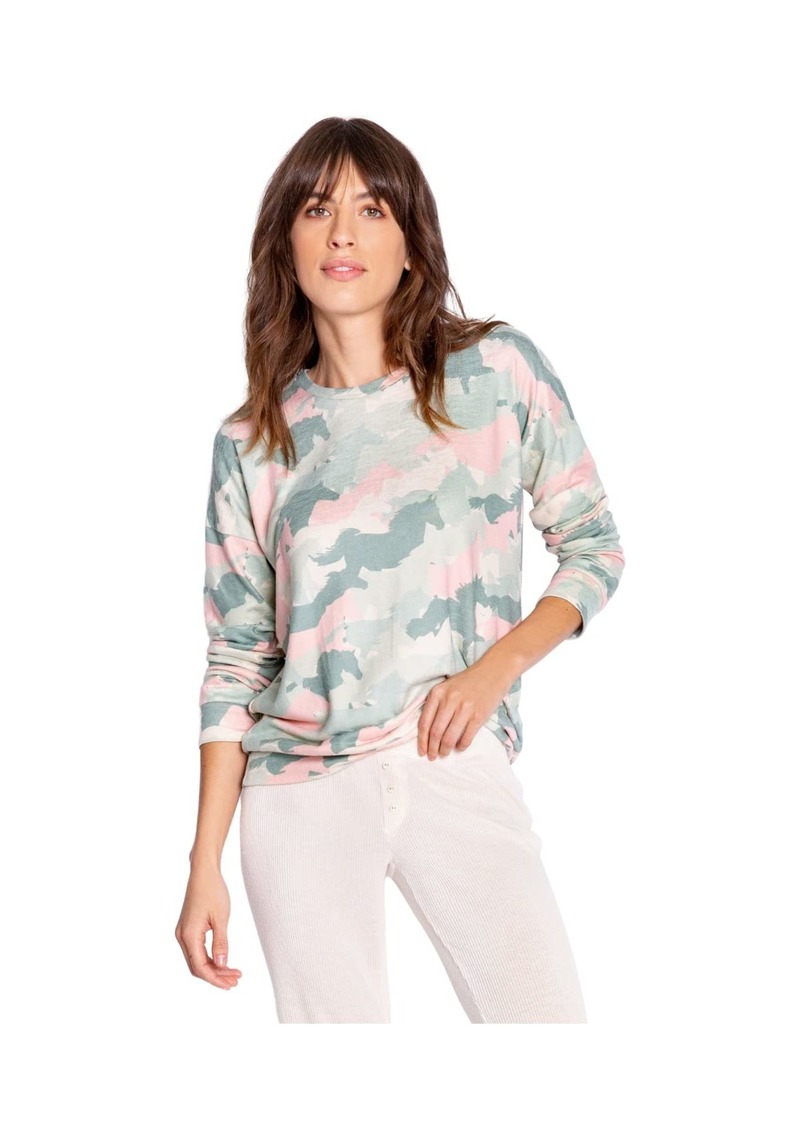 PJ Salvage womens Loungewear Country Camo Long Sleeve Pajama Top   US