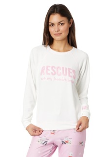 PJ Salvage Women's Loungewear Rescues are My Favorite Breed Long Sleeve Top  XS