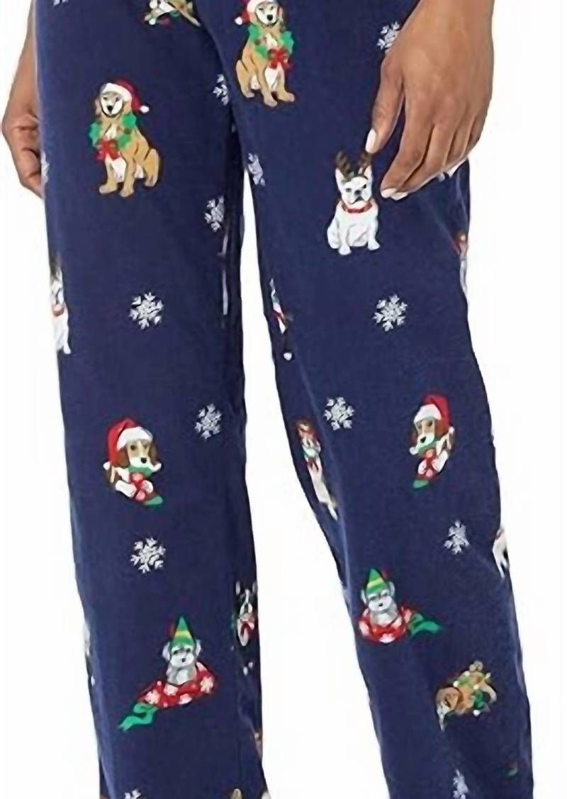 PJ Salvage Women's Holiday Pups Flannel Pants In Navy